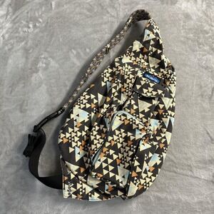 KAVU Rope Bag Sling Backpack Multicolor Geometric Canvas Women OS Daypack Travel